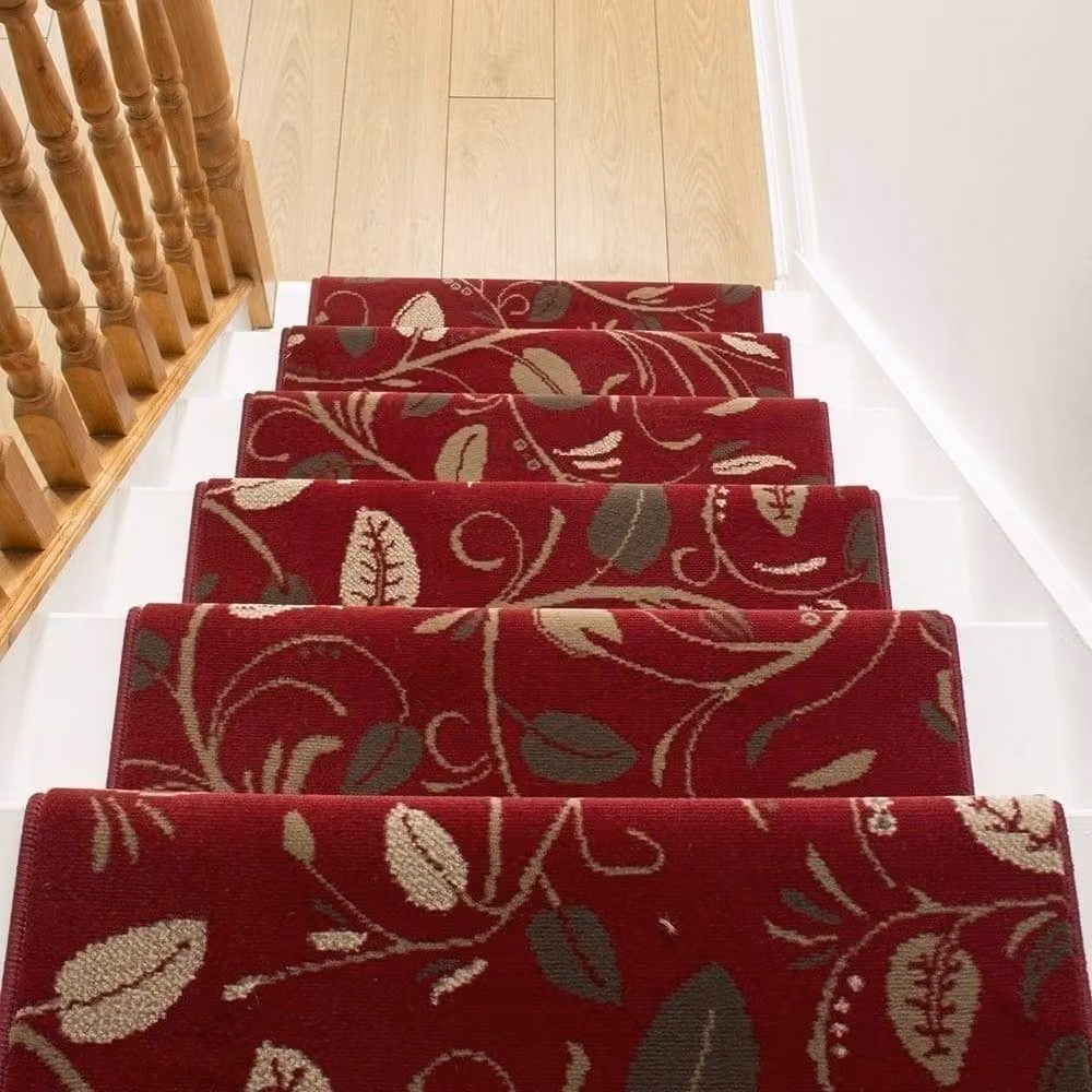 runrug Scroll Stair Runner Carpet in Red, W: 70 cm, L: 660 cm – 5