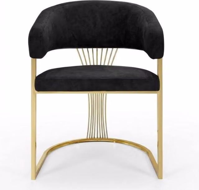 HOME LUXE INTERIOR Porado Black Leatheraire Dining Chair with Gold Metal Frame – 1