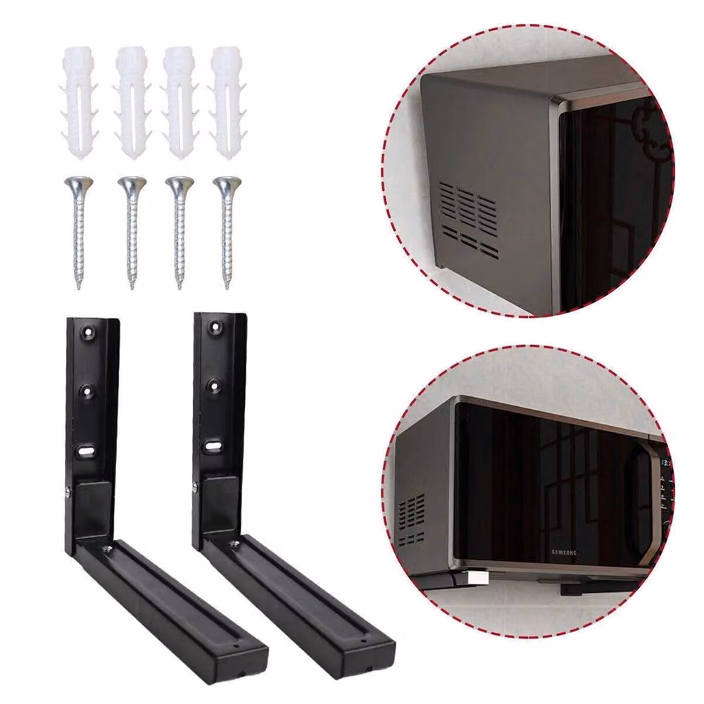 Nordara Heavy Duty Adjustable Wall Mounted Oven and Microwave Bracket Rack in Matt Black – 3