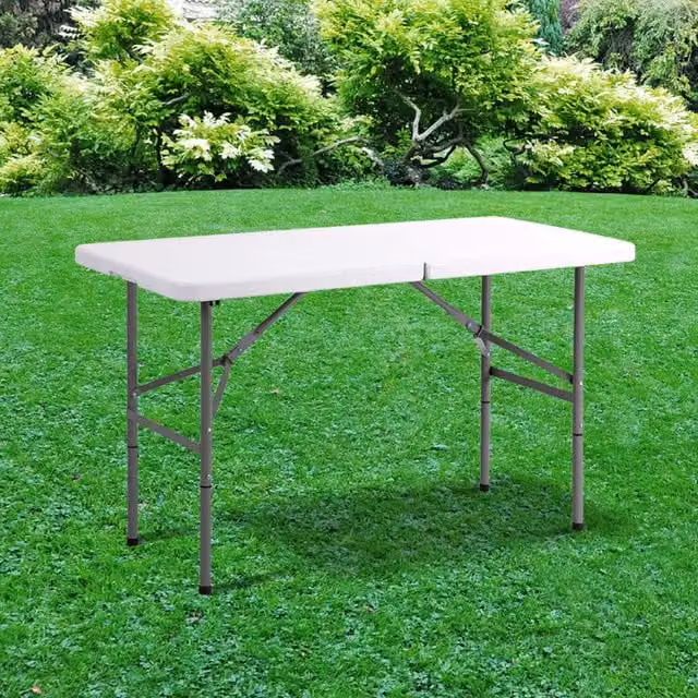 BillyOh Heavy Duty White Plastic Folding Outdoor Trestle Table, 121 cm