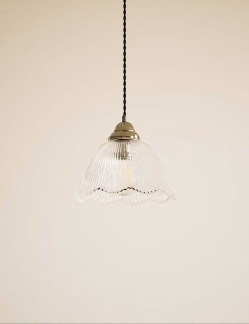 M&S Josephine Suspended Dome Pendant Light with Transparent Glass and Gold/Brass Metal Finish