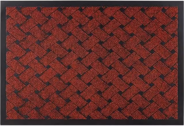 RugsX Vectra Non-Slip Red Rectangular Doormat, W: 80 cm, D: 50 cm, H: 1 cm