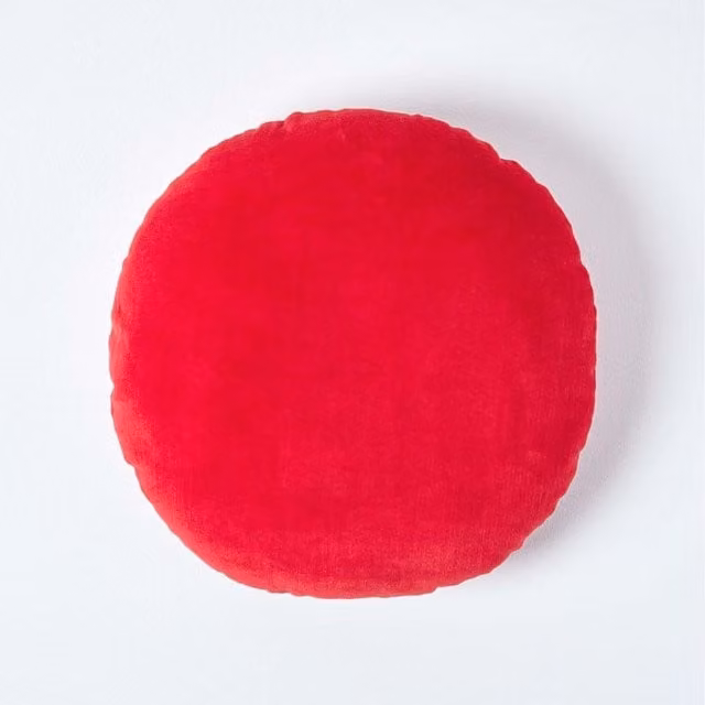 Homescapes Round Velvet Cushion in Red and Orange, Diameter: 40 cm