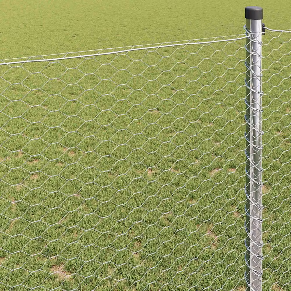 Berkfield Home Silver Galvanised Steel Hexagon Fence, 100 m Length – 2