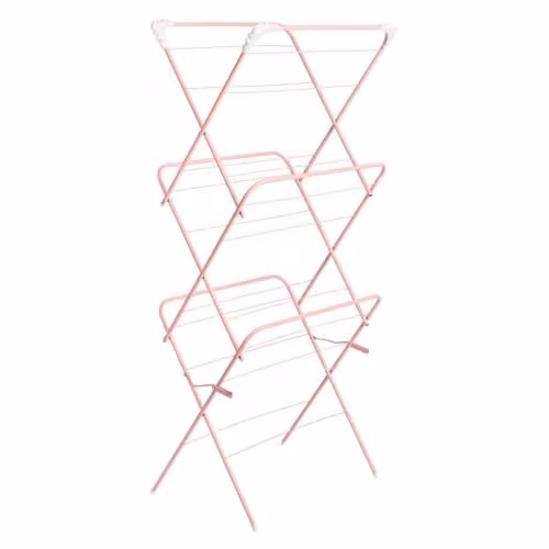 OHS 3 Tier Folding Clothes Airer in Pink, W/D/H: 136 x 62 x 49 cm