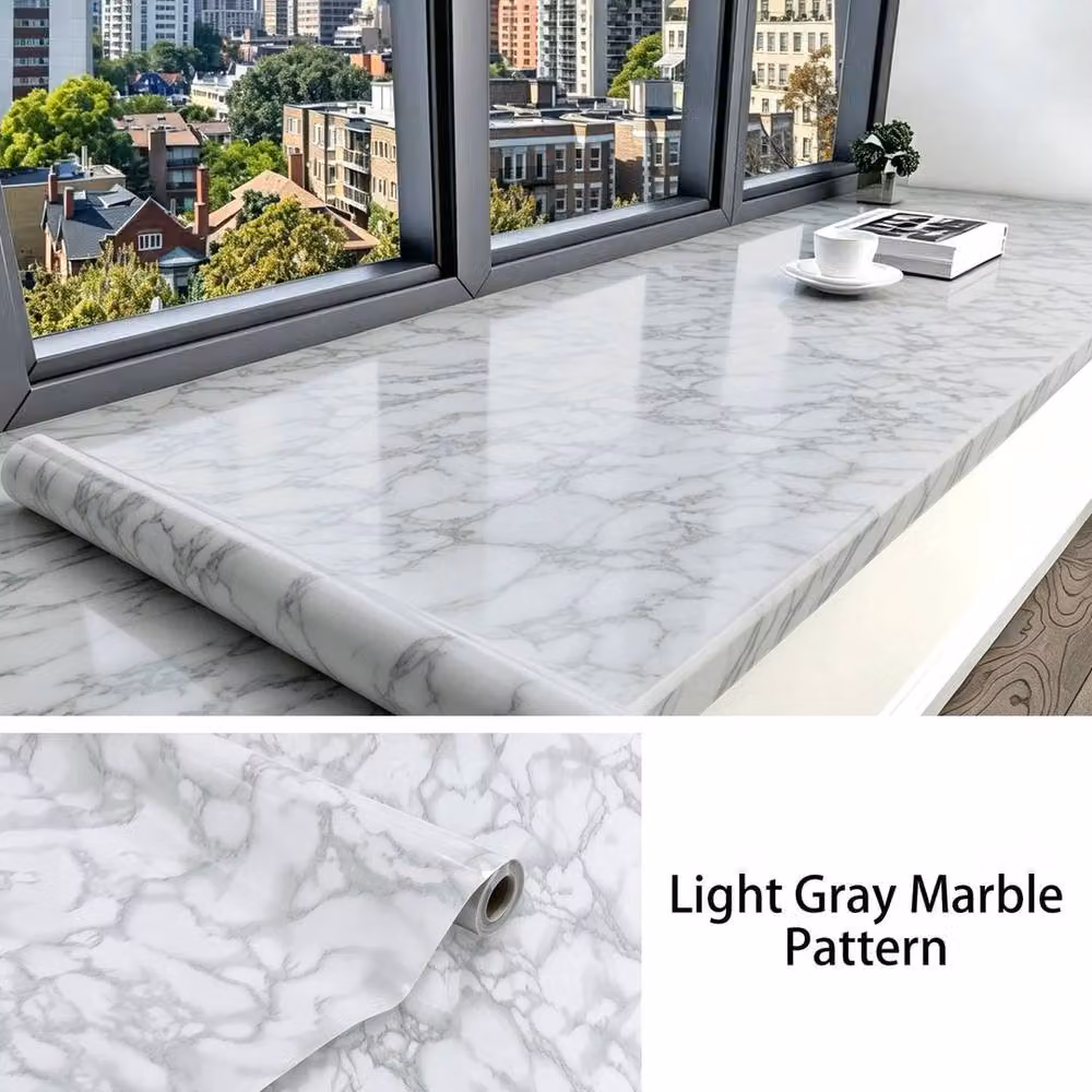 PAWNORA Light Grey Marble Vinyl Film Sticker with Tape, 10m – 2