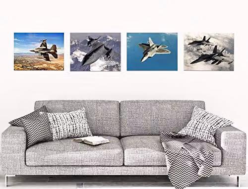Artery8 Military Fighter Jet Wall Art Poster Pack of 4, Multicolour Graphic Paper Posters – 2