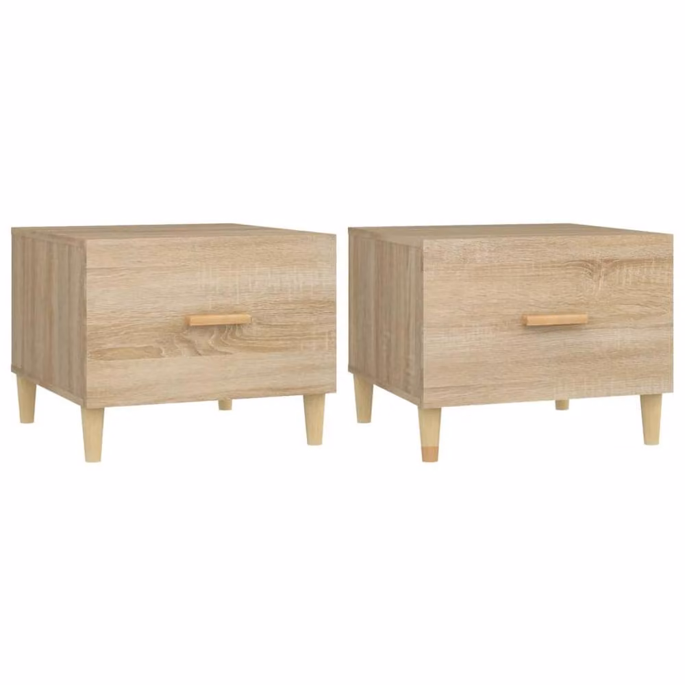 Berkfield Home Set of 2 Sturdy Sonoma Oak Coffee Tables in Light Tan, W/D/H: 50 x 50 x 40 cm – 2