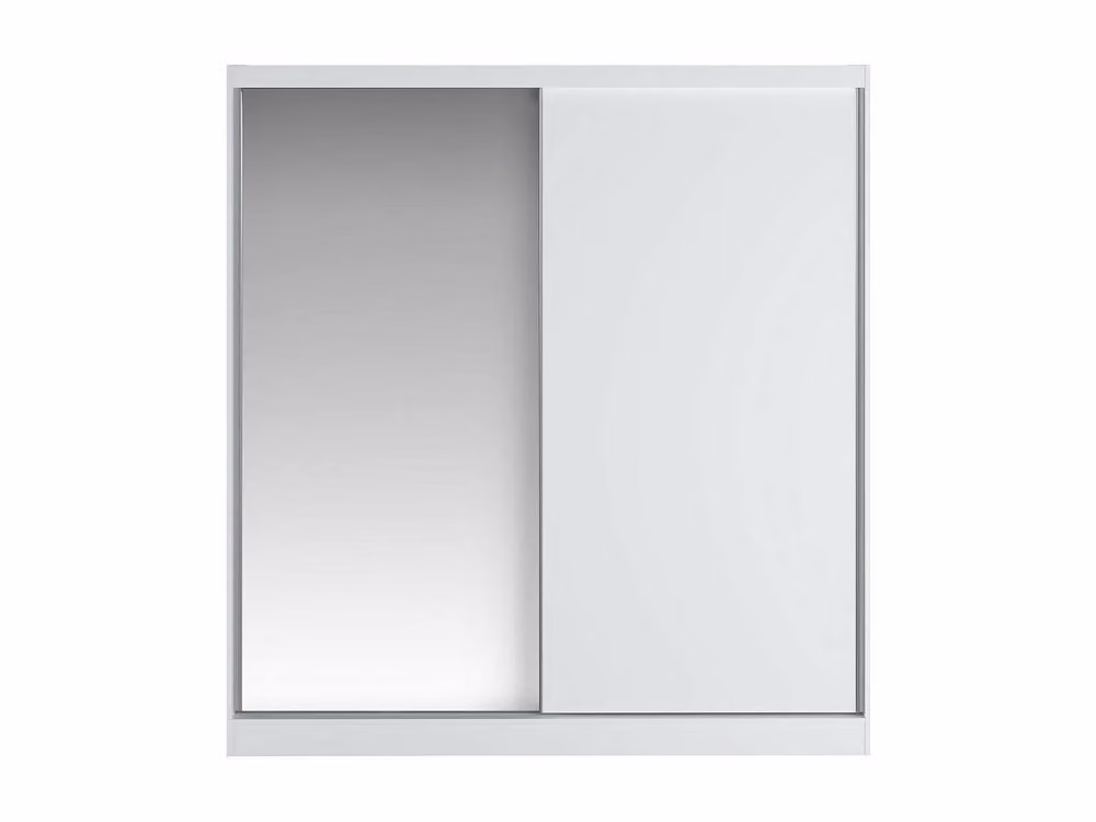 Vente-unique OCHIRA White Wardrobe with 2 Sliding Doors and Mirror, W: 200.2 cm, D: 58.5 cm, H: 215.6 cm – 2
