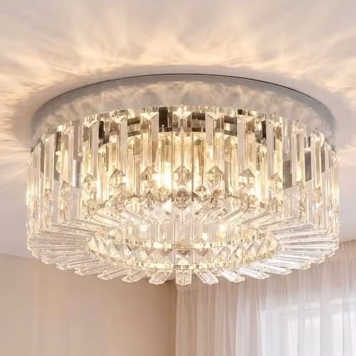 HOMCOM Crystal Ceiling Chandelier with 160 Transparent Glass Pendants in Silver Tone – 1