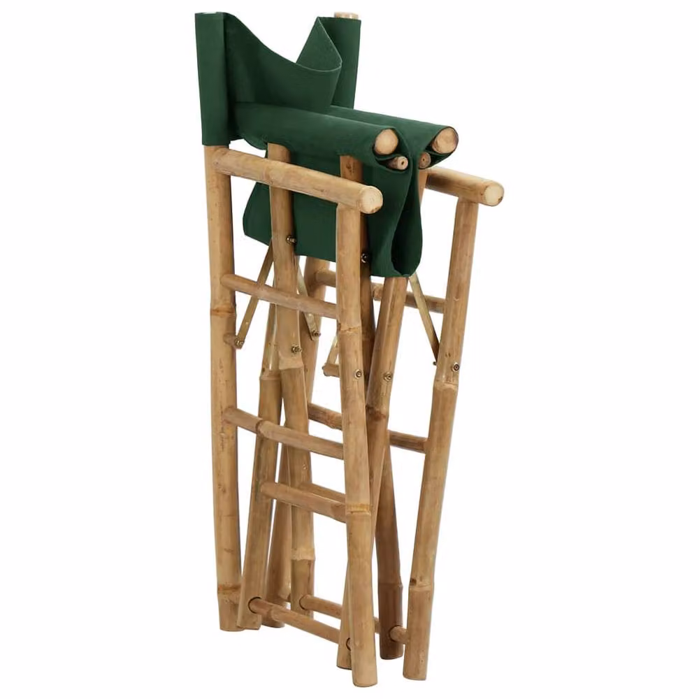 Berkfield Home Set of 2 Green Bamboo and Fabric Folding Director's Chairs – 4
