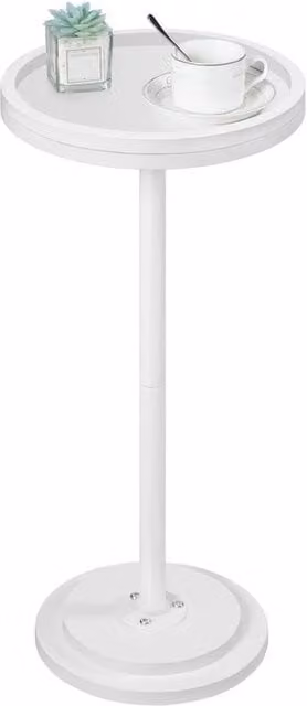FORGEVIO Round White Side Table and Bedside Table, W/D/H: 30 x 30 x 65 cm – 1