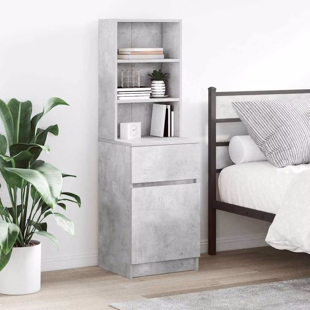 Berkfield Home Bedside Cabinet in Concrete Grey, W/D/H: 39 x 35 x 125 cm – 2