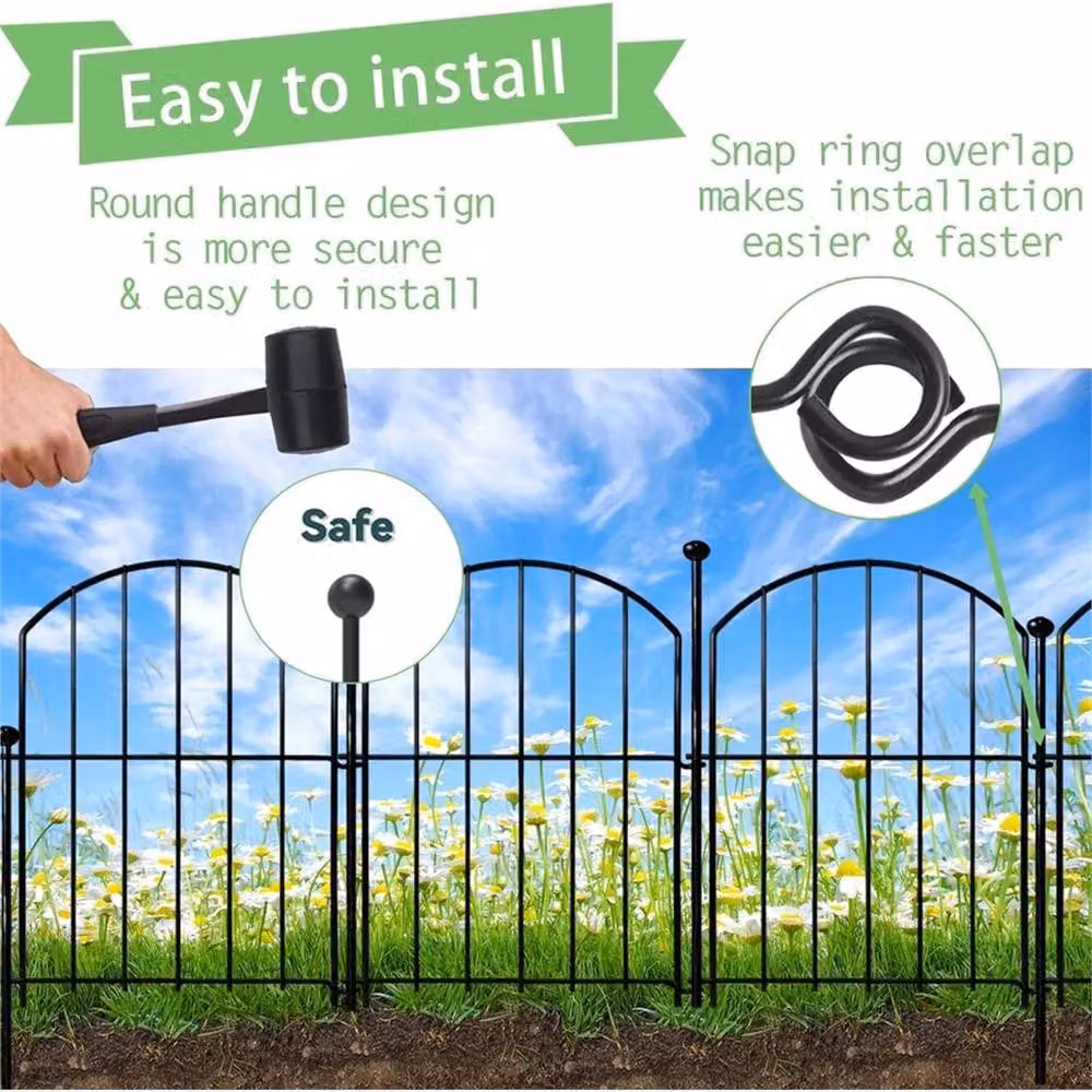 Nordara Rustproof Metal Garden Fence Black Flower Bed and Animal Barrier, W: 100 cm, H: 80 cm – 2