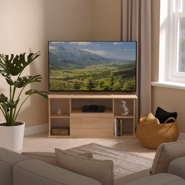 Sherwood Ready Assembled Corner TV Unit in Bardolino Oak