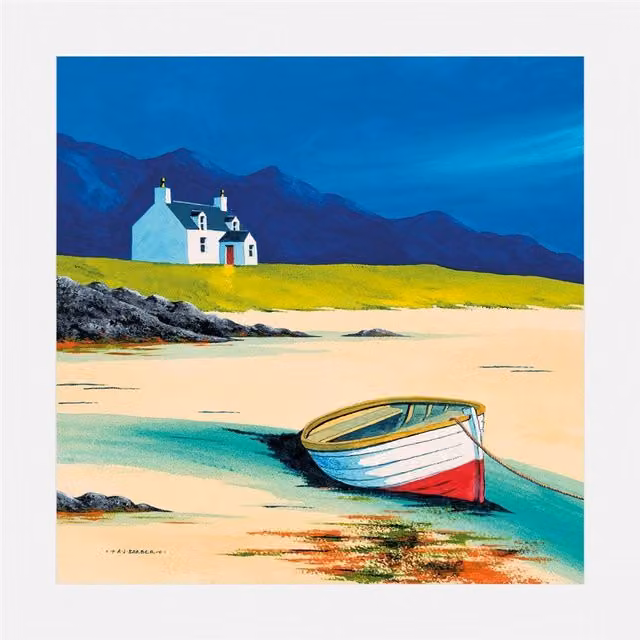 Anthony Barber Low Tide - Lewis Mounted Paper Print in Beige and Multicolour