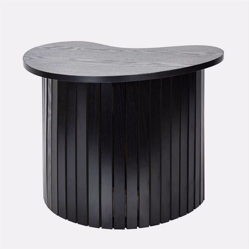 OHS Madison Irregular Oval Ribbed Side Table in Black – 2