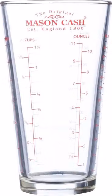Mason Cash Classic Collection Transparent Glass Measuring Jug with Red Printed Scale