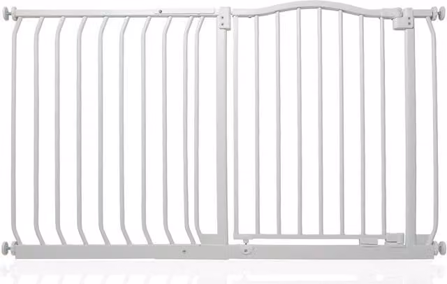 Safetots Extendable No-Drill Curved Top Safety Gate in White for Doors and Stairs