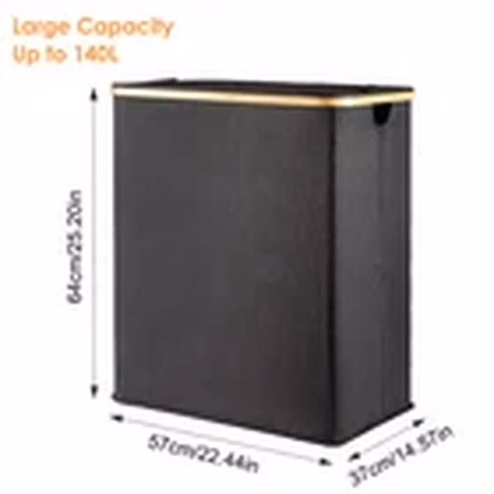 EONLION Black 140L Collapsible Fabric Laundry Basket with Lid and 2 Removable Washing Bags – 2