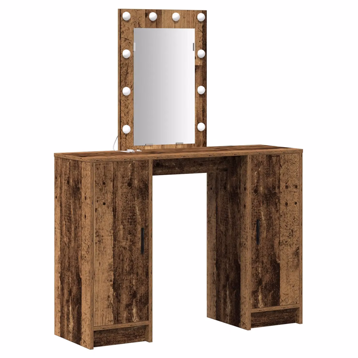 Berkfield Home Rustic Wood Dressing Table with LED Lights in Brown, W/D/H: 102 x 33 x 135 cm – 2