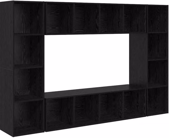 Berkfield Home Modern Black TV Cabinet in Engineered Wood W/D/H: 37 x 37 x 142.5 cm