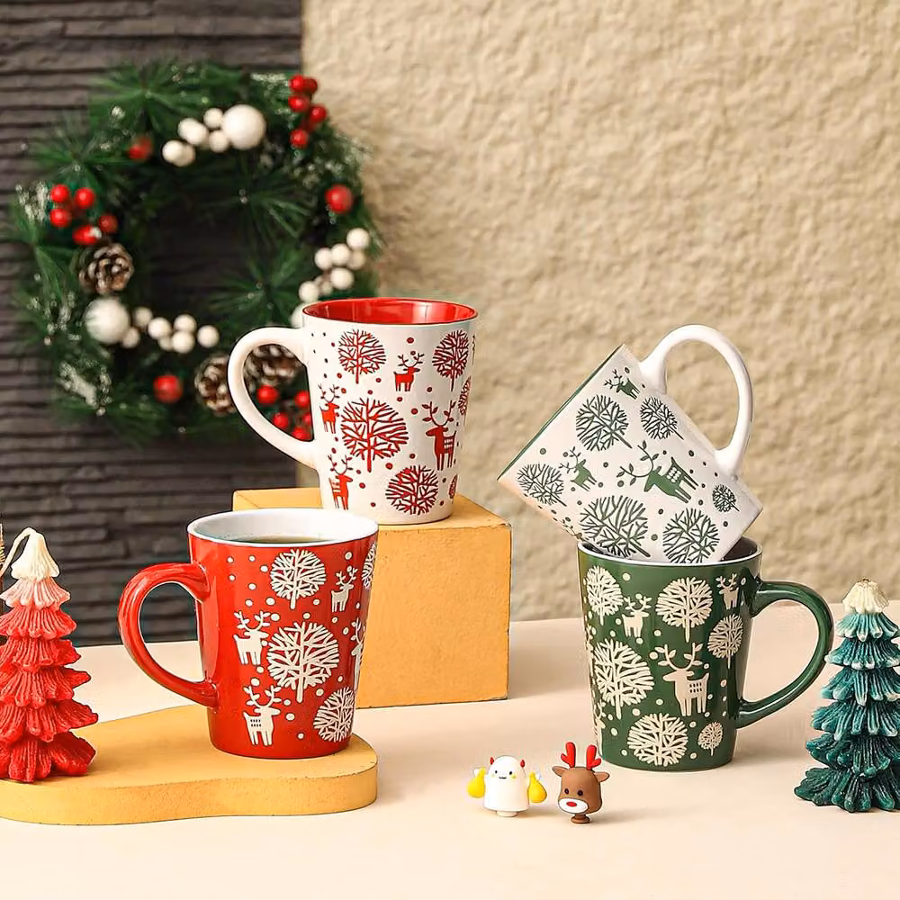 Simpa 6-Piece Christmas Reindeer Stoneware Mug Set, Multicolour, 350ml per mug – 3