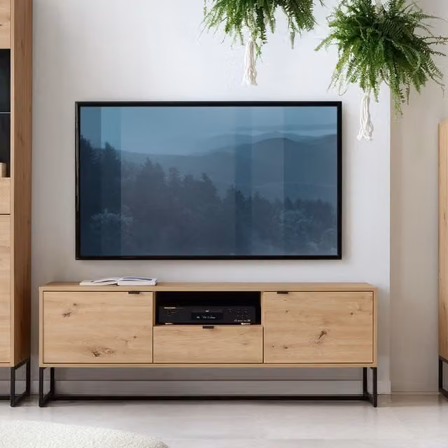 Abakus Direct Amber Rustic Oak TV Stand in Brown