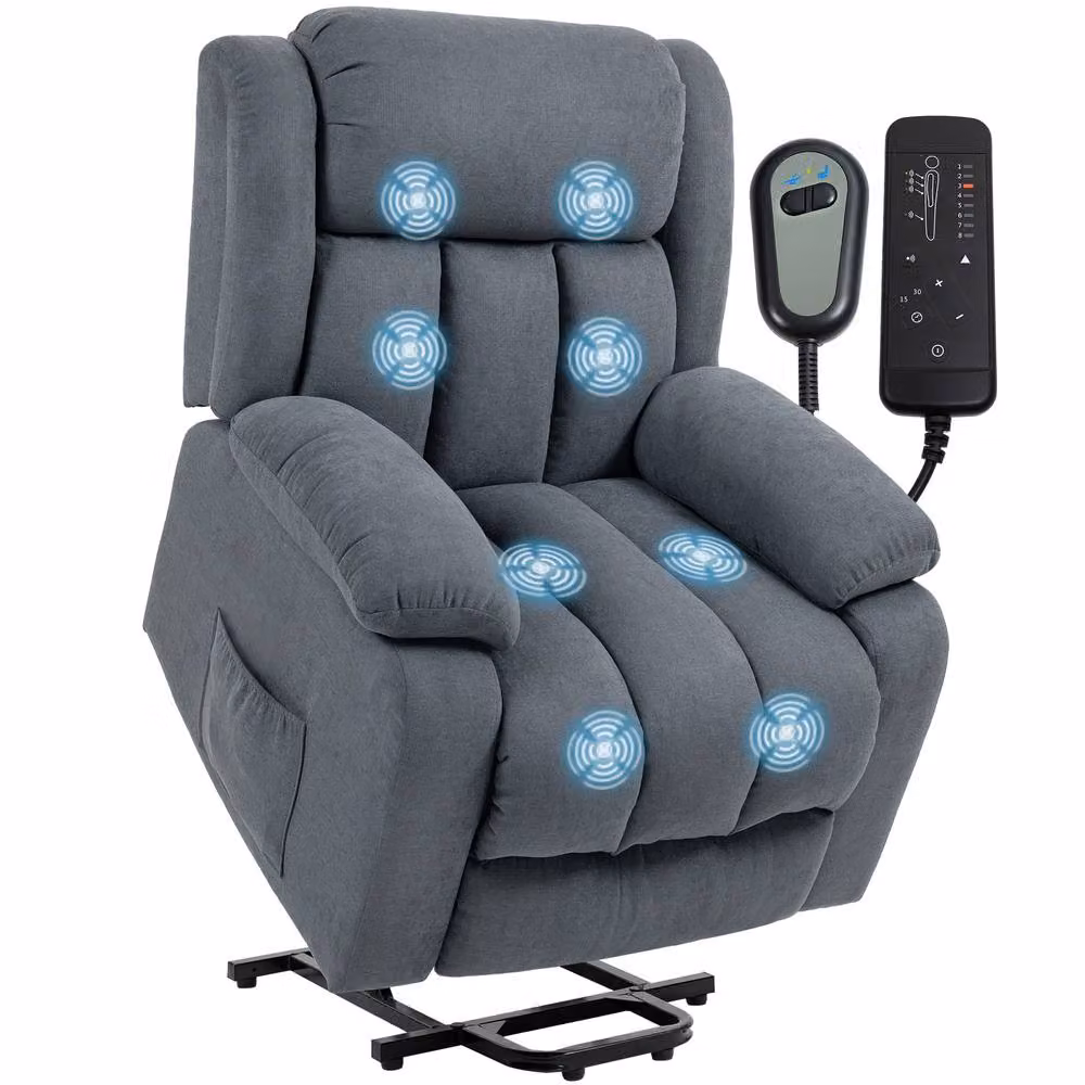 HOMCOM Power Lift Recliner Chair with Massage and Remote Control in Grey – 2