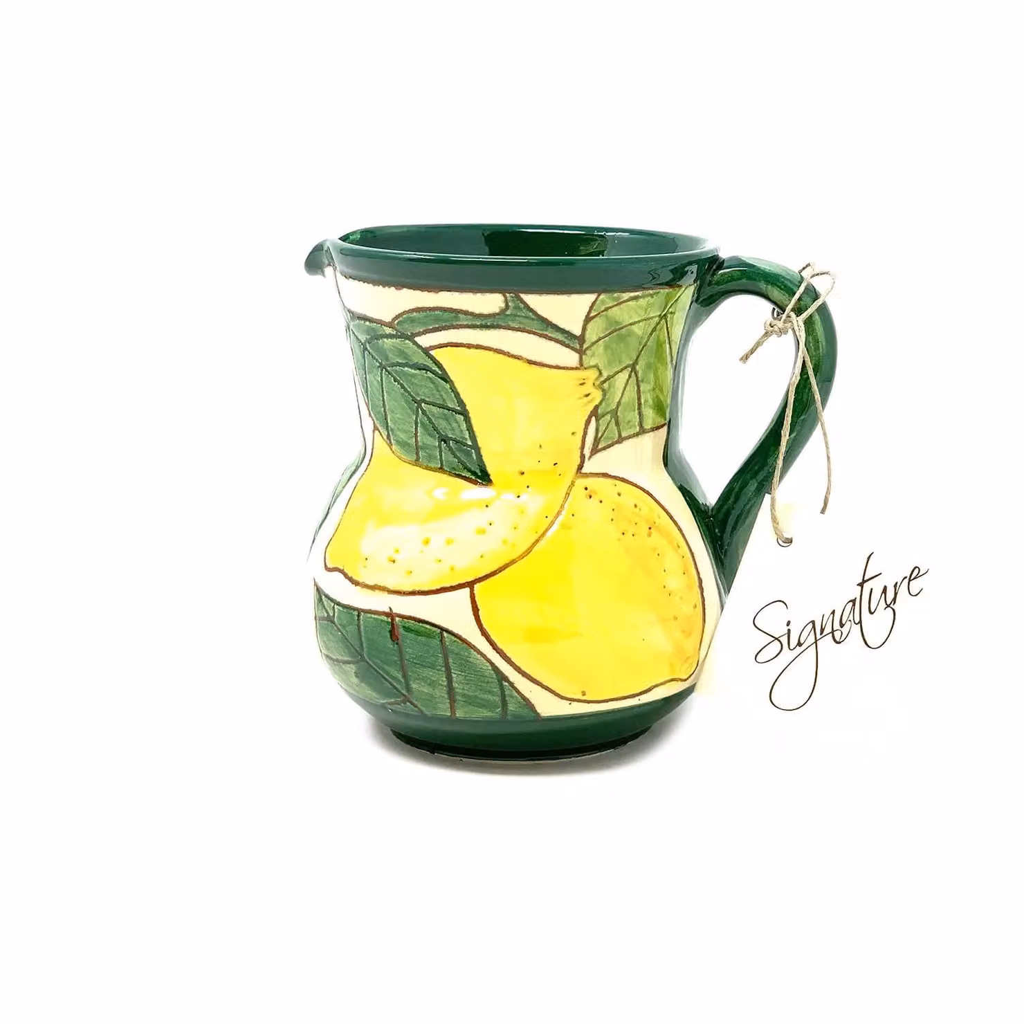 Verano Spanish Ceramics Signature Hand Painted Lemons Ceramic Small Pourer Jug, Multicolour, 0.5 l – 3