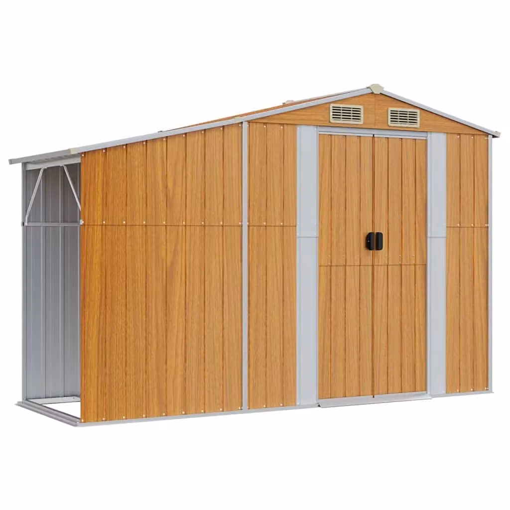 Berkfield Home Brown Galvanised Steel Garden Shed with Side Vent W/D/H: 277 x 93 x 179 cm – 2