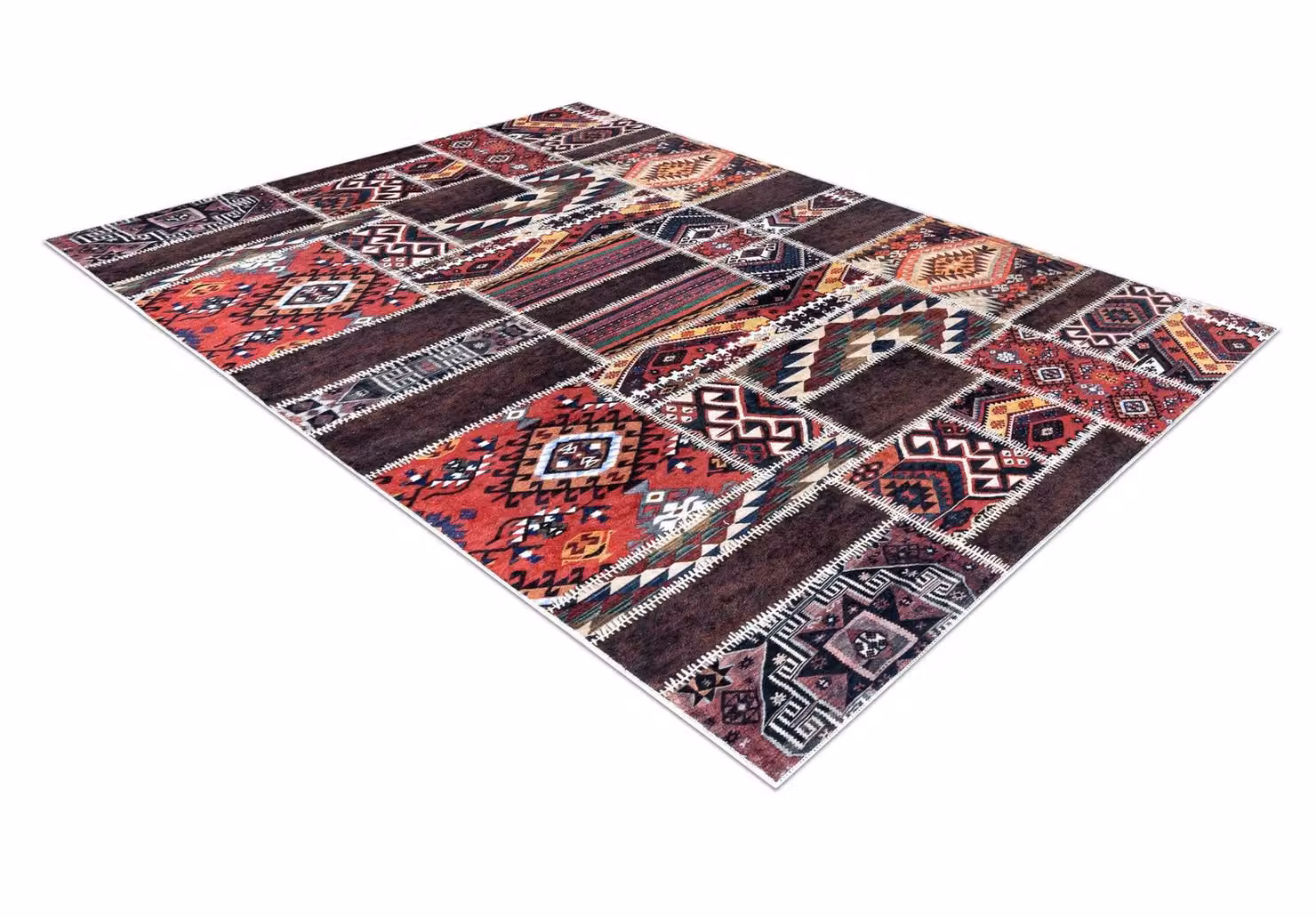 RugsX Andre Patchwork Rug in Brown and Multicolour, W: 160 cm, L: 220 cm – 3