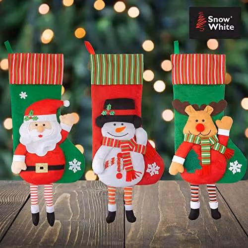 PMS VFM Long Leg Santa Design Christmas Stockings in Red and Green, 54 cm – 4