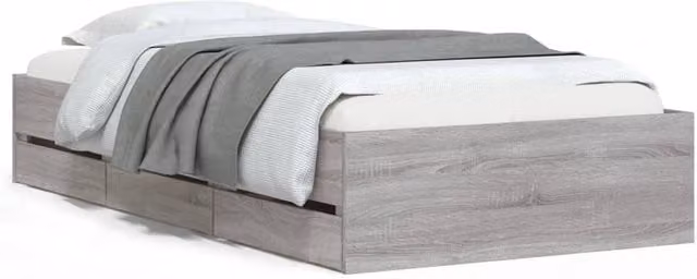 Berkfield Home Single Bed Frame with Drawers in Grey Sonoma, W/D/H: 90 x 190 cm – 1