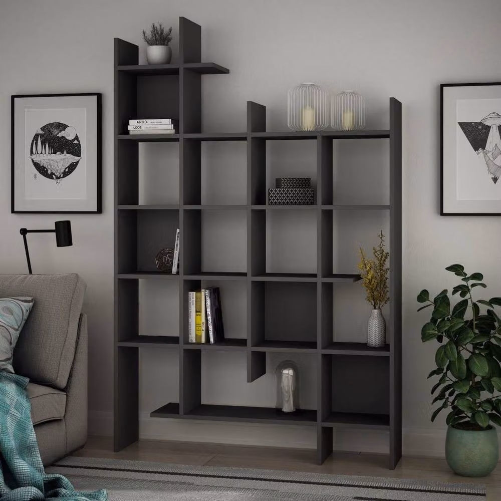 CALICOSY Manco 18-Shelf Shelving Unit in Grey, H 188 cm x W 122 cm x D 25.5 cm – 2