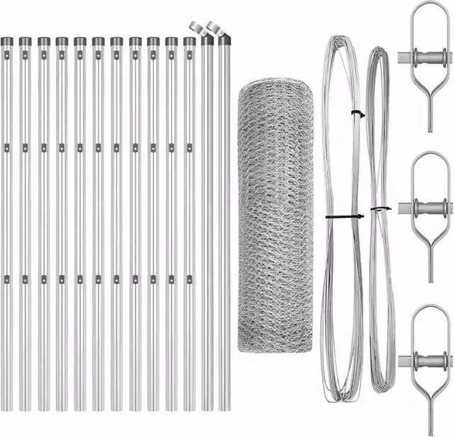 Berkfield Home Hexagon Fence in Silver Galvanised Steel, W: 0.8 m, L: 25 m