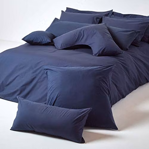 Homescapes Navy Blue Egyptian Cotton King Size Housewife Pillowcase, 200 TC Percale – 3