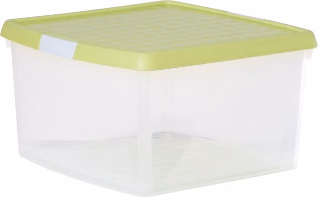 Wham Green Transparent Plastic Storage Box with Clip On Lid, 25.5l