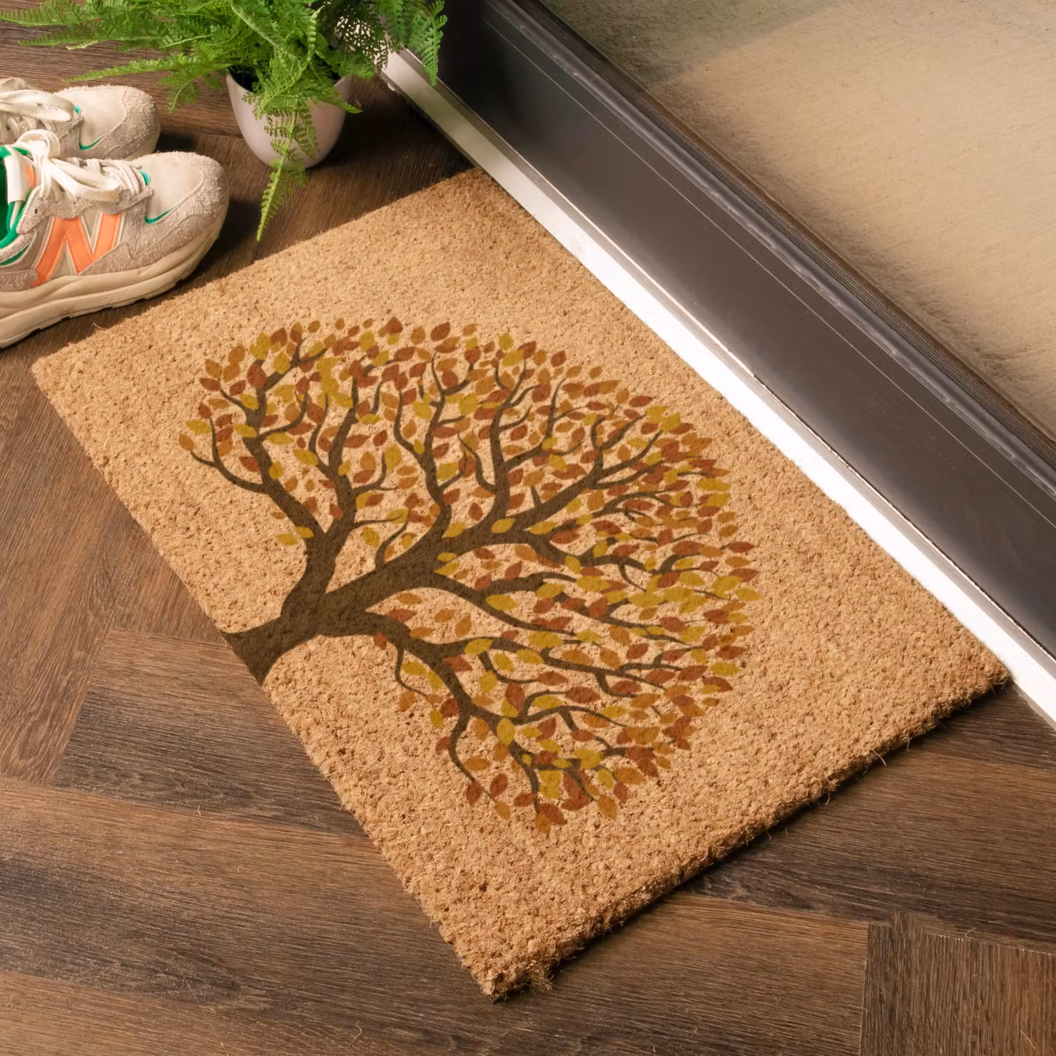 Artsy Mats Autumnal Tree of Life Coir Doormat in Light Brown, W: 60 cm, D: 40 cm – 2
