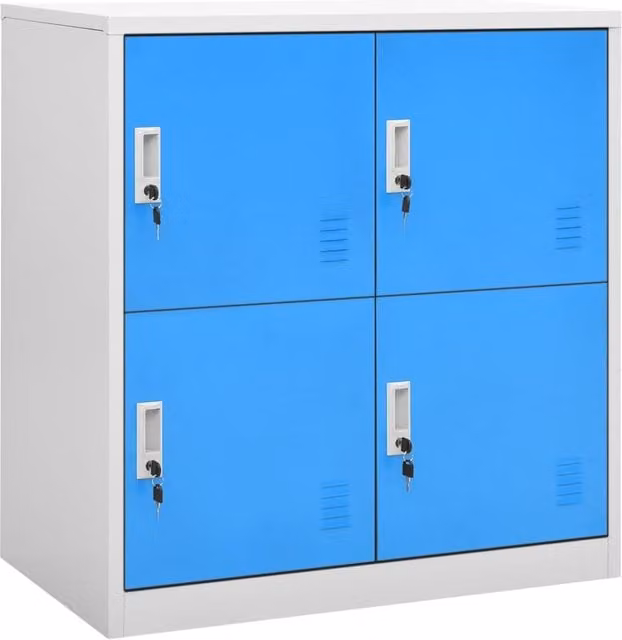 Berkfield Home Modern Metal Locker Cabinet in Light Grey and Blue, W/D/H: 90 x 45 x 92.5 cm