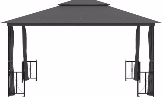 Berkfield Home Gazebo with Sidewalls and Double Roof, W: 400 cm, D: 300 cm, H: 250 cm, Anthracite – 1