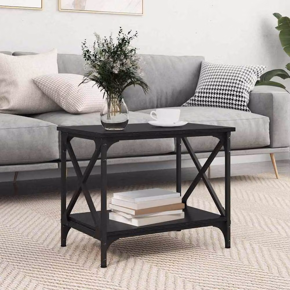 Berkfield Home Side Table with Shelf in Black Oak, W: 55 cm, D: 38 cm, H: 45 cm – 2