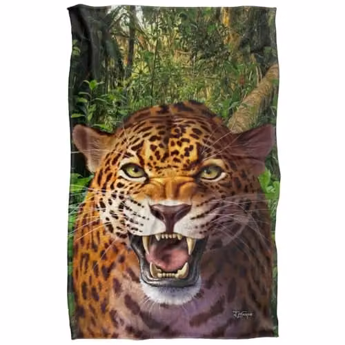 JQ Licensing Jlo Leopard Hunting Super Soft Silky Touch Fleece Throw Blanket, Multicolour, W: 91 cm, D: 147 cm