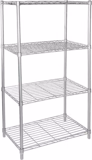 KORVIXA 4 Tier Silver Metal Freestanding Storage Rack Shelving W/D/H: 90 x 90 x 90 cm