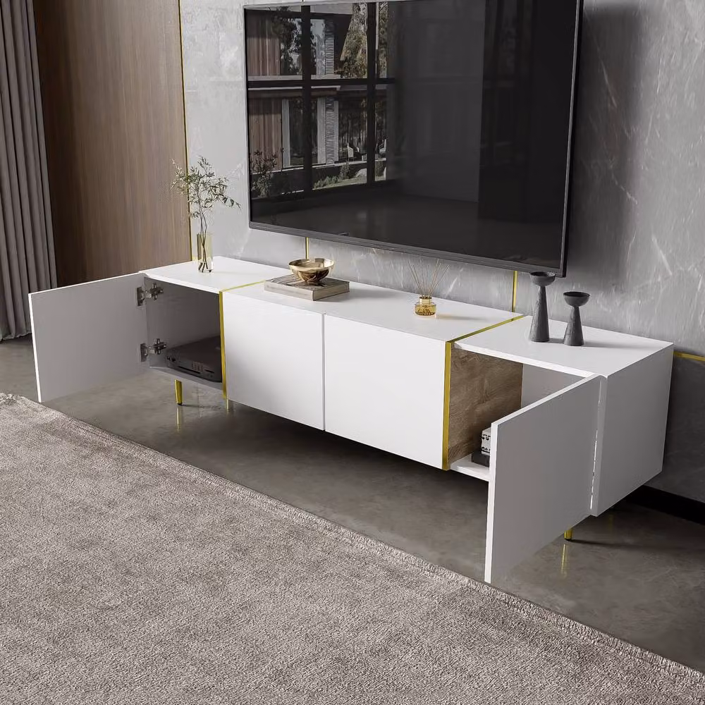 Merax White High Gloss Four Door Media TV Unit W/D/H: 170 x 46 x 46 cm – 2