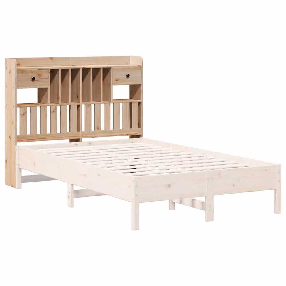 Berkfield Home Solid Wood Pine Headboard with Integrated Bedside Shelf and Storage in Natural, W: 141 cm, H: 110 cm, D: 23 cm – 4
