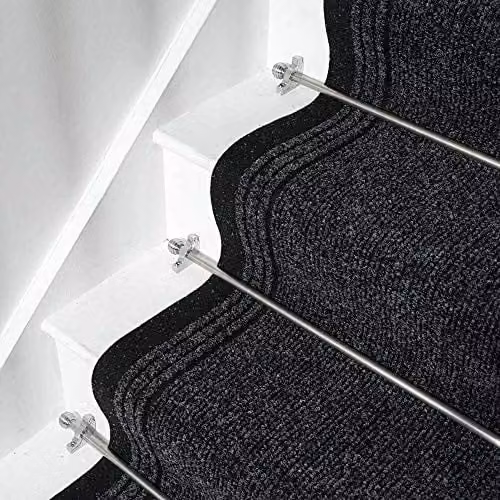 Runrug Inca Non-Slip Stair Runner Rug, Black, W: 80 cm x L: 540 cm – 5