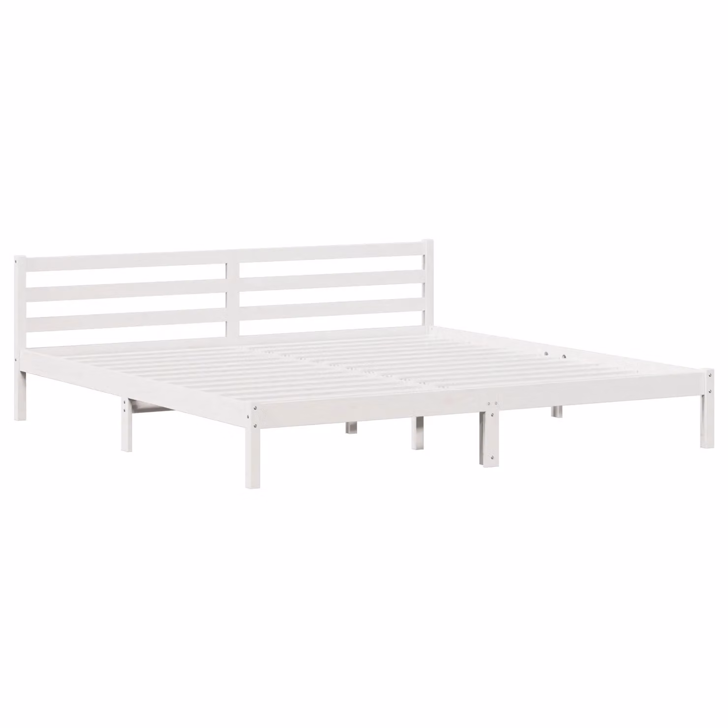 Berkfield Home White Solid Pine Wood Bed Frame with Headboard W/D/H: 200 x 200 x 69.5 cm – 2