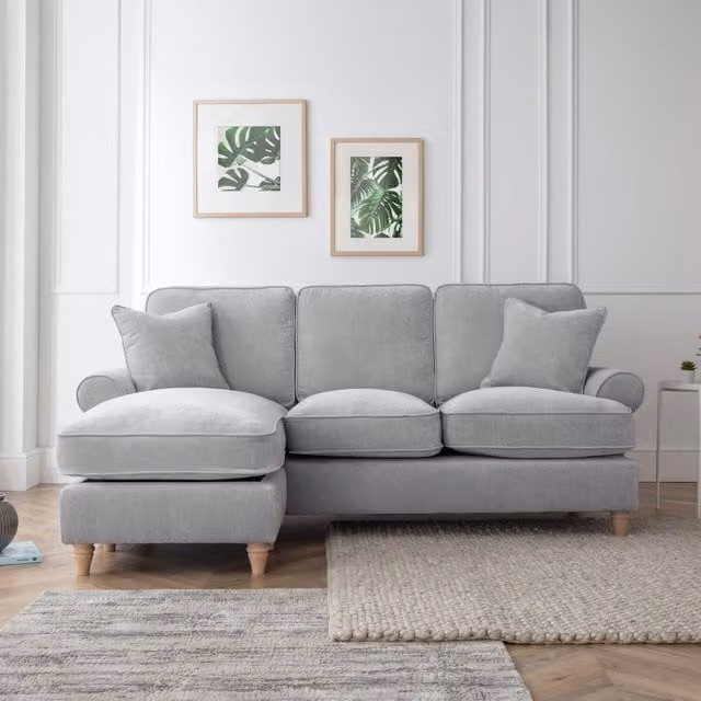 The Great Sofa Company Ezra Left Hand Velvet Chaise Sofa in Light Grey
