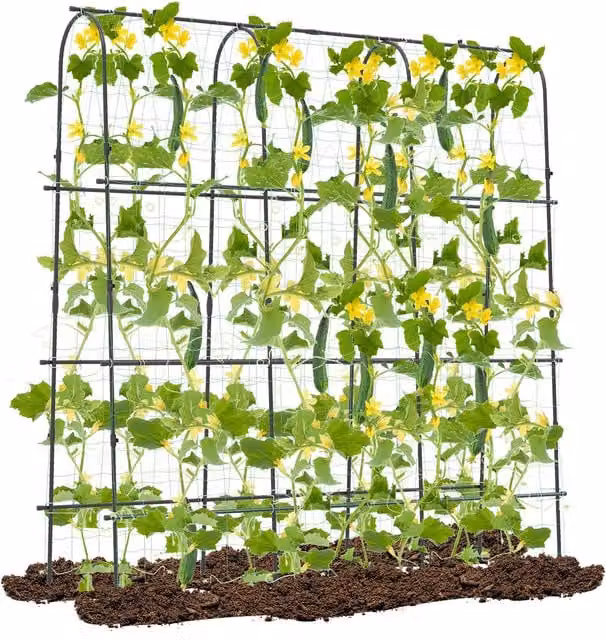 Costway Black Metal Garden Arched Trellis Support, H: 180 cm, W: 32 cm, D: 32 cm